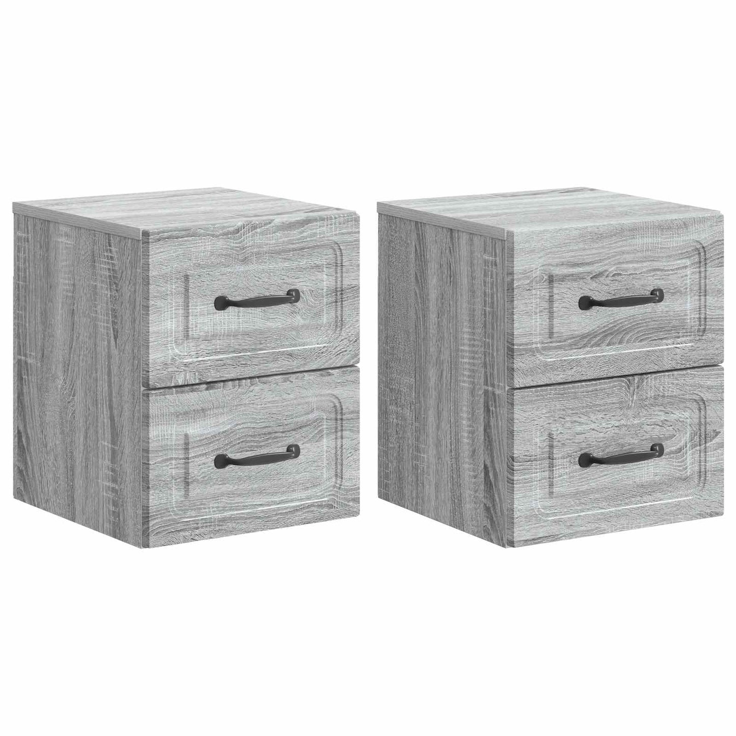 Vegghengt Nattbord med skuff 2 pcs Grå sonoma 34,5 x 33 x 40 cm