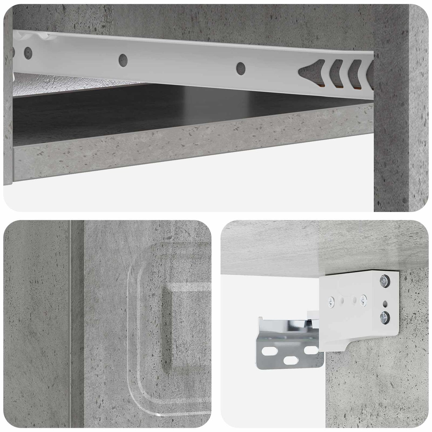 Vegghengt Sidebord Betonggrå 59 x 34,5 x 17 cm Konstruert tre
