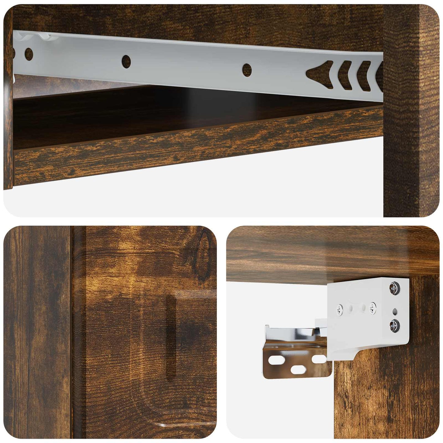 Vegghengt Sidebord Røkt Eik 59 x 34,5 x 17 cm Konstruert tre