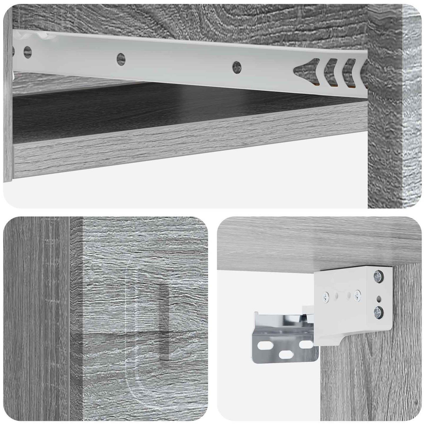 Vegghengt Sidebord Grå sonoma 59 x 34,5 x 17 cm Konstruert tre