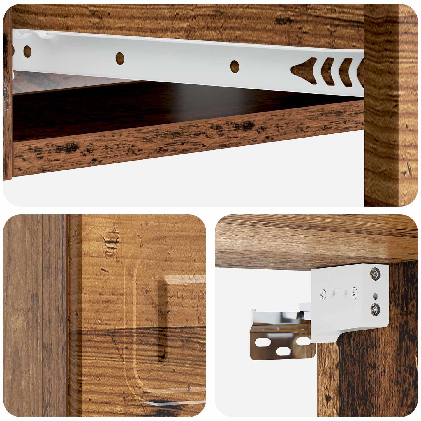 Vegghengt Sidebord Gammelt tre 59 x 34,5 x 17 cm Konstruert tre