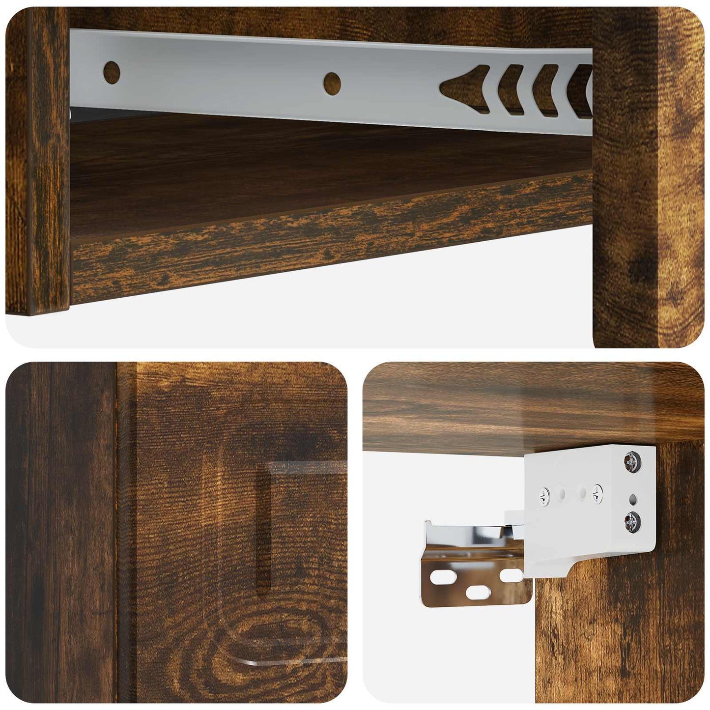 Vegghengt Sidebord Røkt Eik 87,5 x 34,5 x 17 cm Konstruert tre