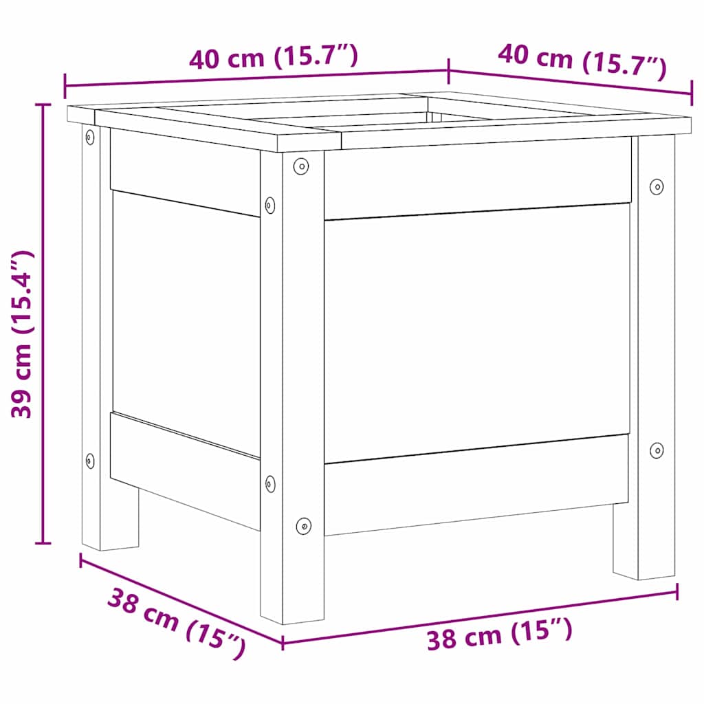 Hageblomsterpotte Vokset Brun 40 x 40 x 39 cm Massiv furu