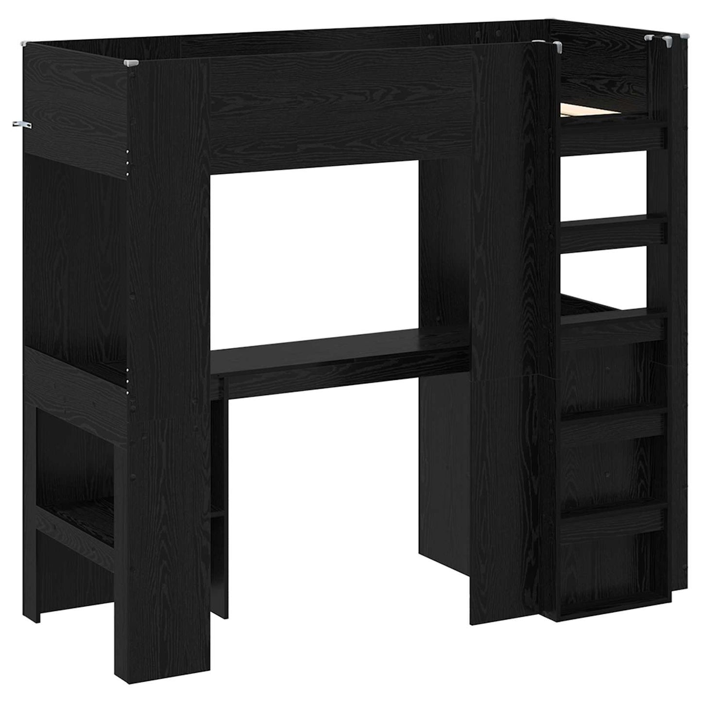 Loft seng ramme med skrivebord Svart Eik 75 x 190 cm
