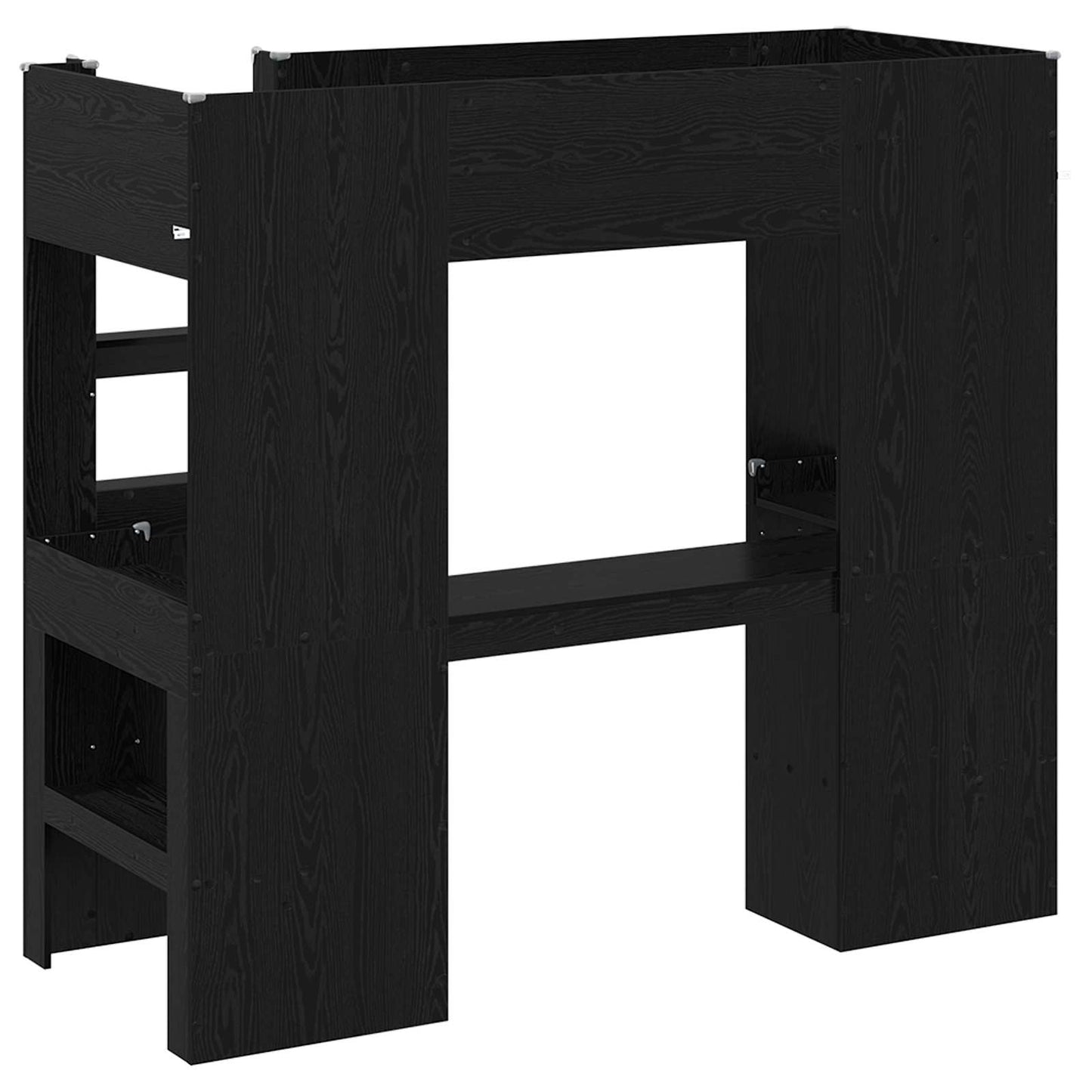 Loft seng ramme med skrivebord Svart Eik 75 x 190 cm