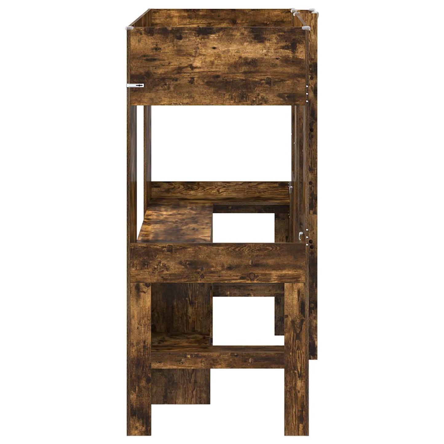 Loft seng ramme med skrivebord med lagring Røkt eik 75 x 190 cm