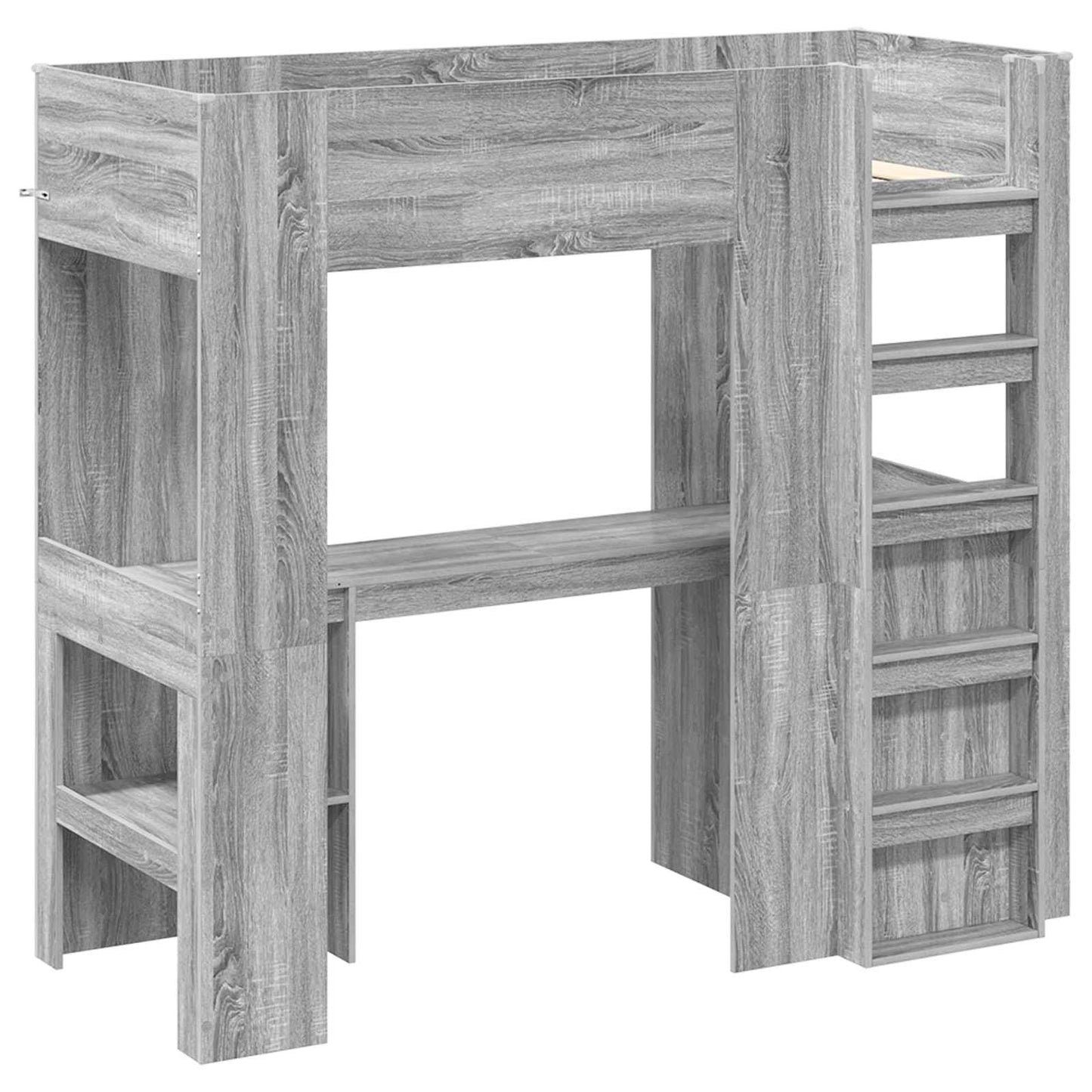 Loft seng ramme med skrivebord Grå Sonoma 75 x 190 cm