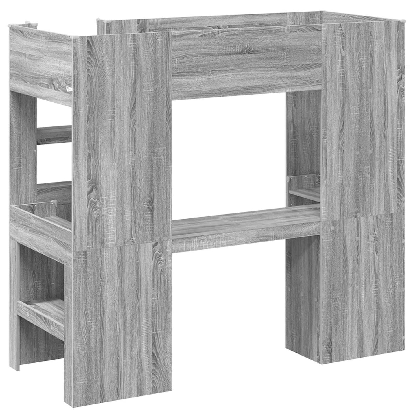 Loft seng ramme med skrivebord Grå Sonoma 75 x 190 cm