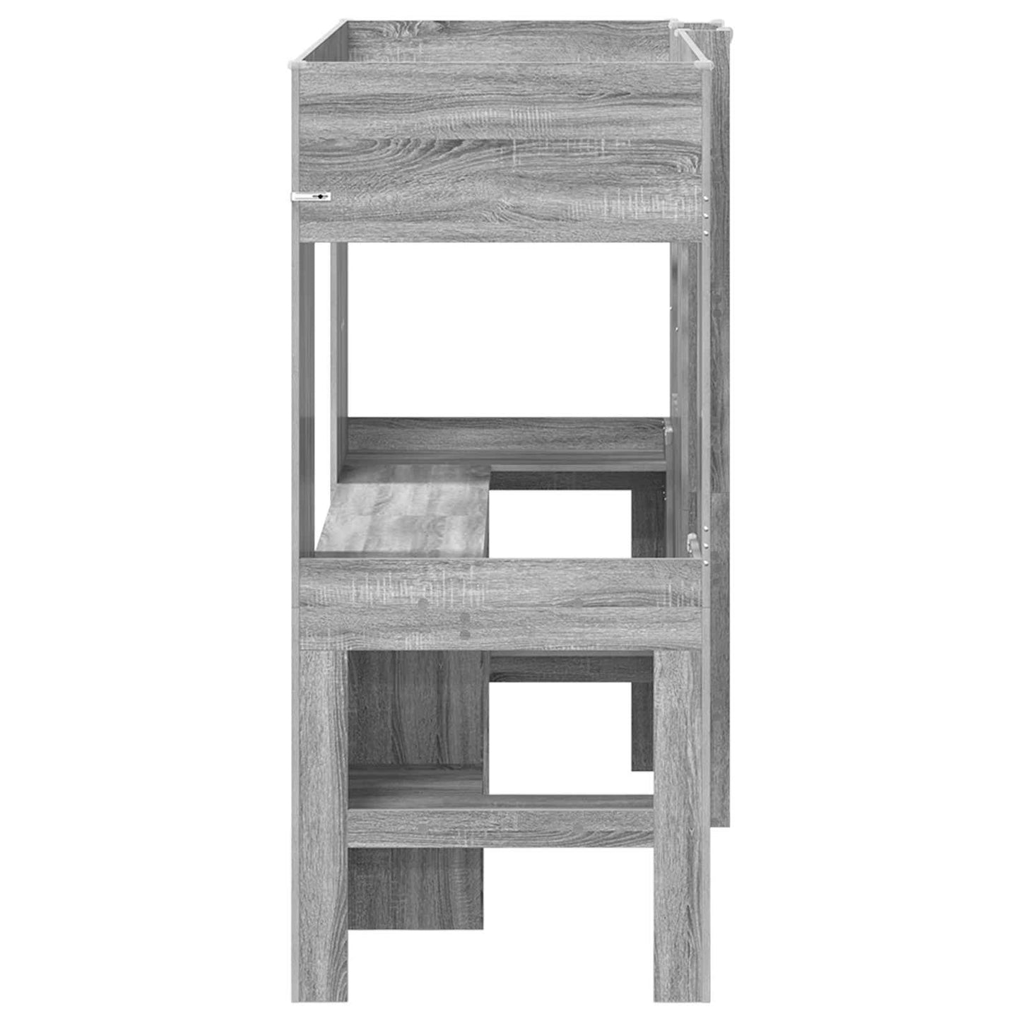 Loft seng ramme med skrivebord Grå Sonoma 75 x 190 cm
