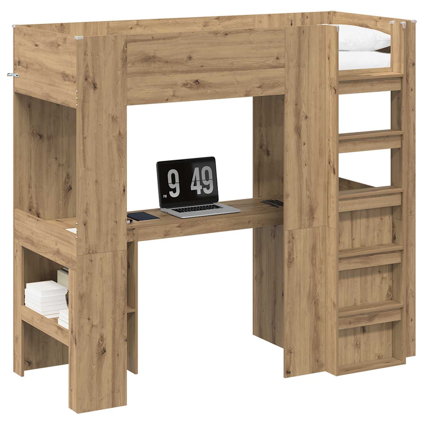 Loft seng ramme med skrivebord Artisan Eik 75 x 190 cm