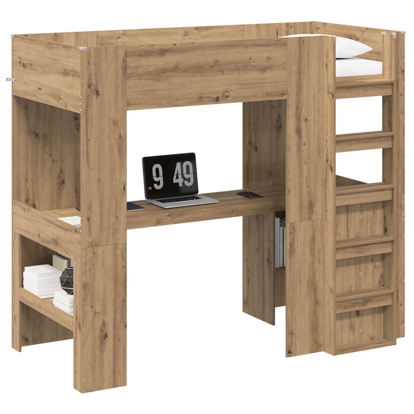 Loft seng ramme med skrivebord Artisan Eik 90 x 190 cm
