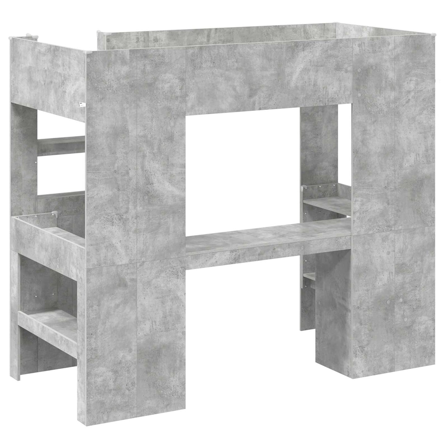 Loft seng ramme med skrivebord Betonggrå 80 x 200 cm