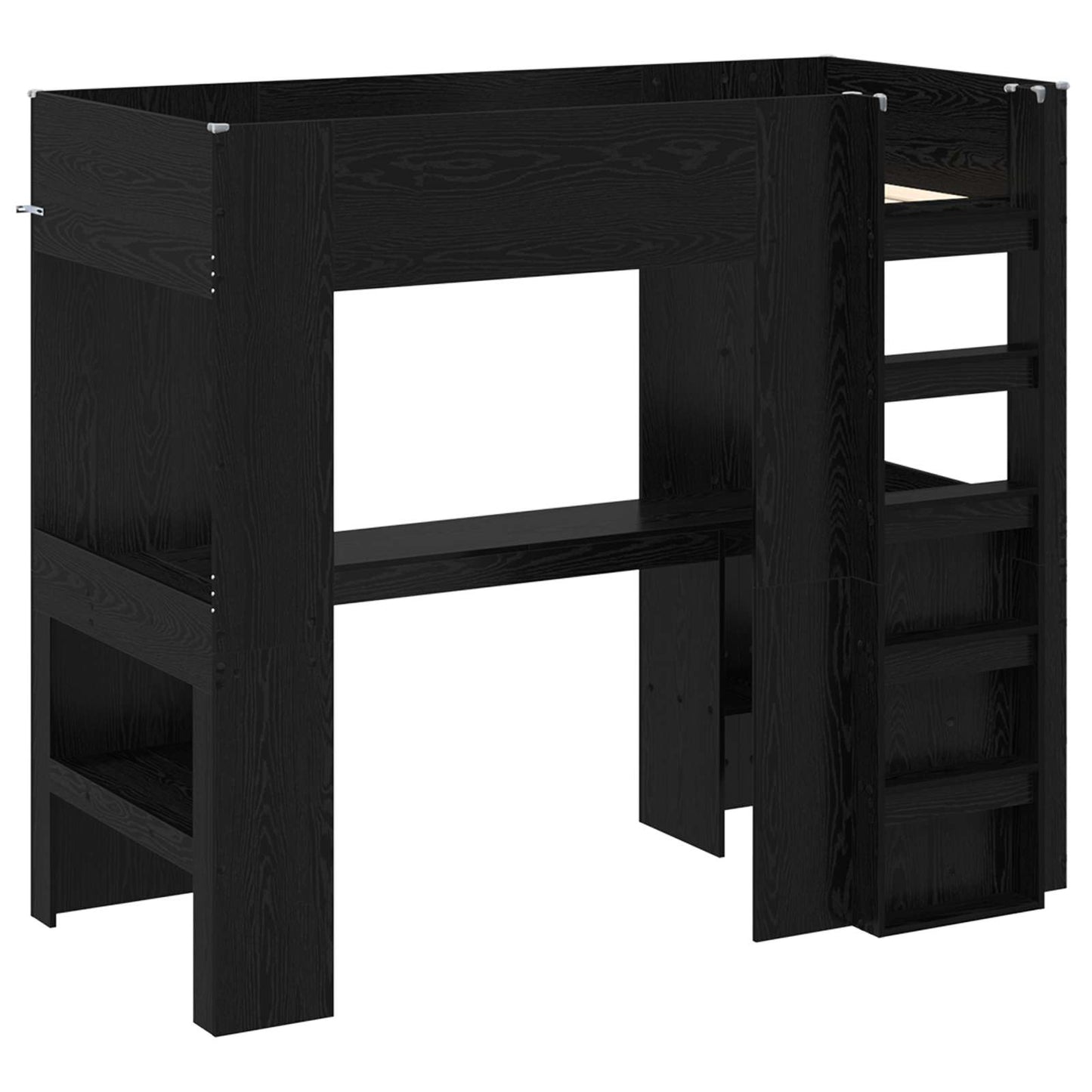 Loft seng ramme med skrivebord Svart Eik 100 x 200 cm