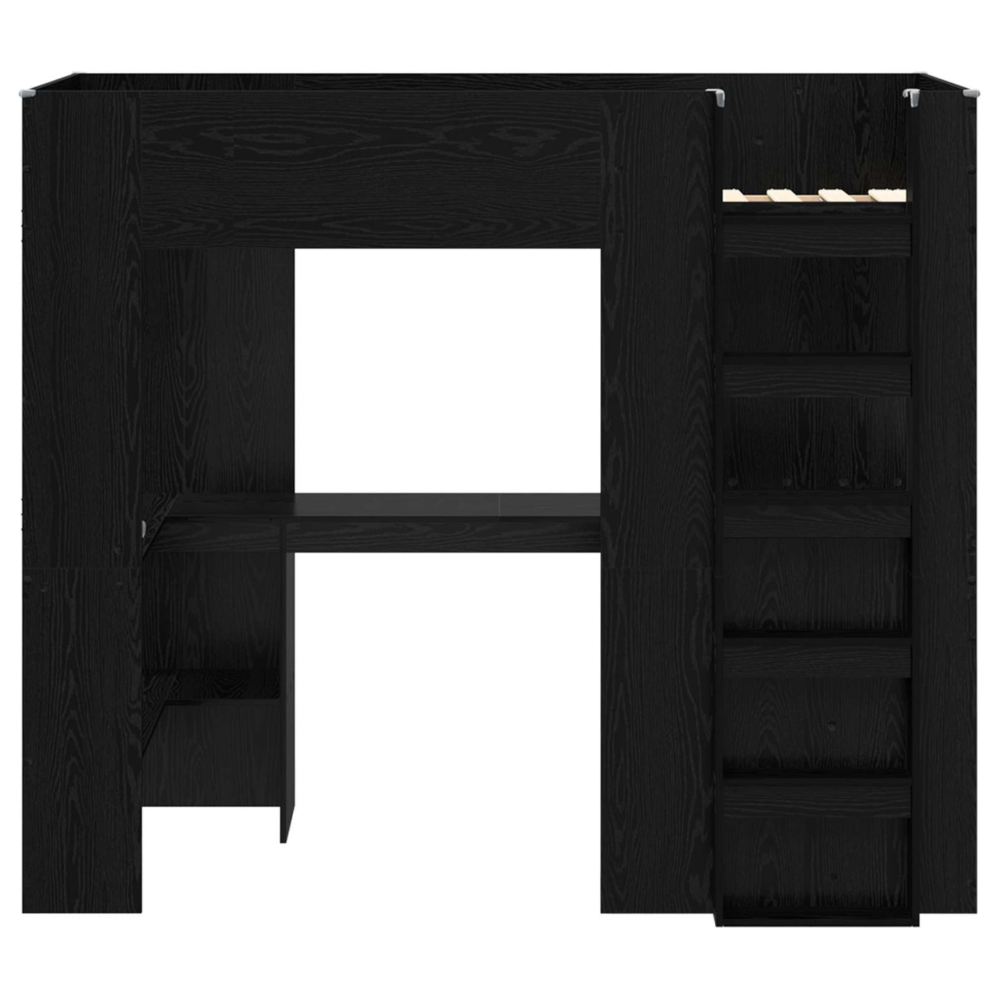 Loft seng ramme med skrivebord Svart Eik 100 x 200 cm