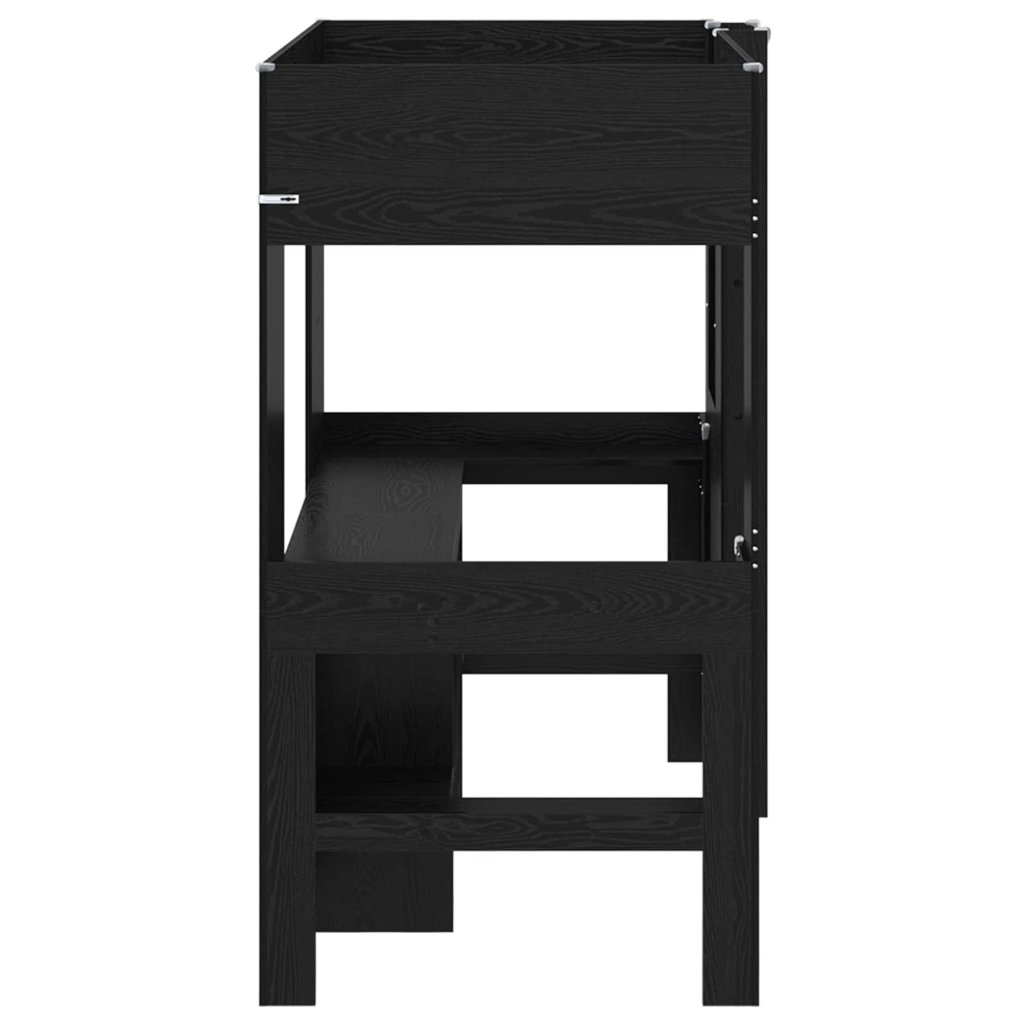 Loft seng ramme med skrivebord Svart Eik 100 x 200 cm