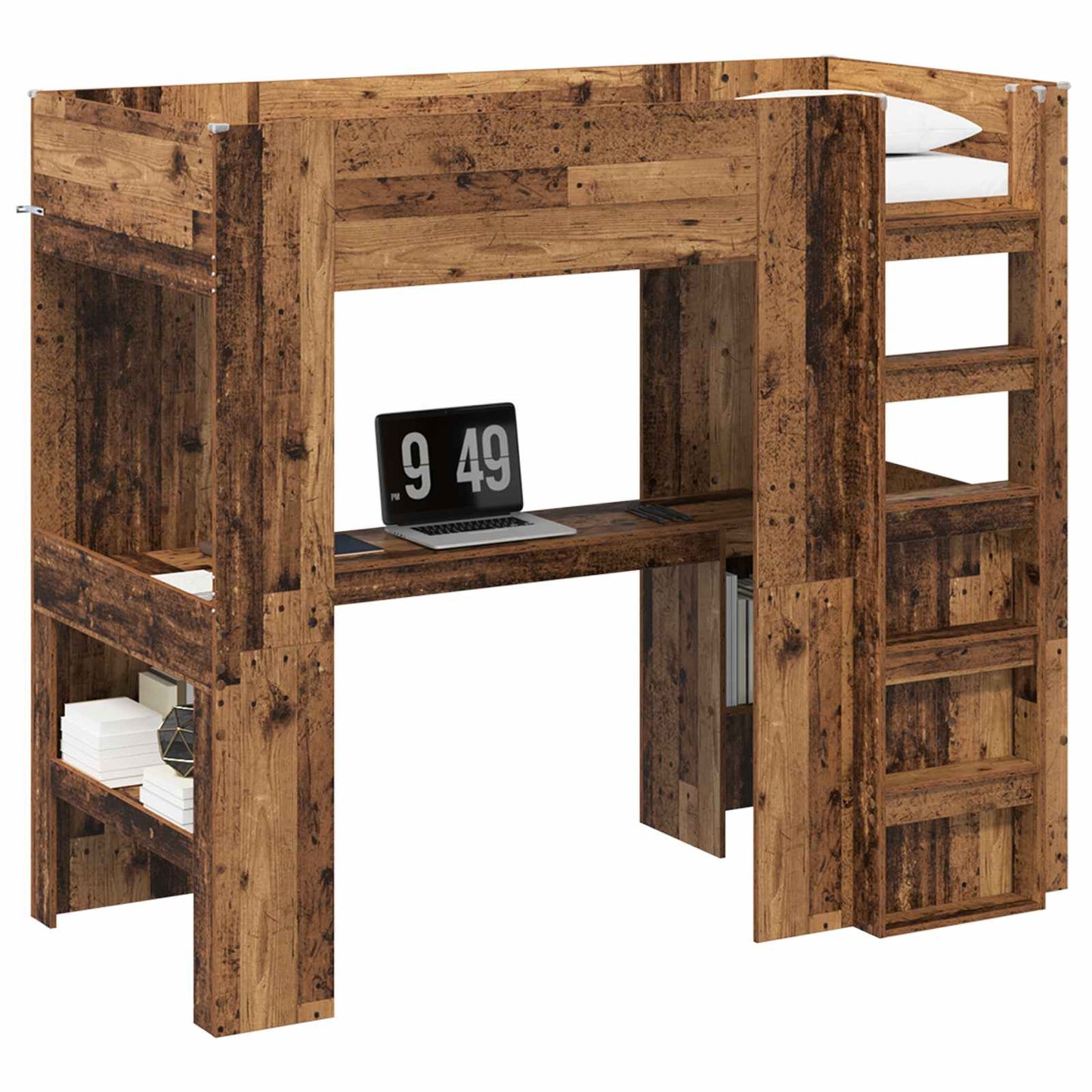 Loft seng ramme med skrivebord Gammelt tre 100 x 200 cm