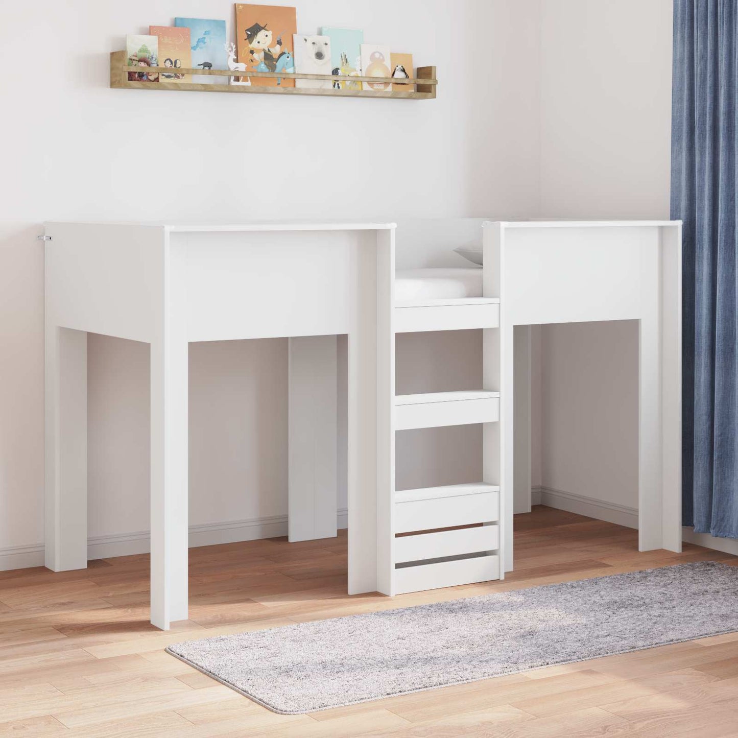 Køyeseng for Barn med lagring Hvit 75 x 190 cm Konstruert tre