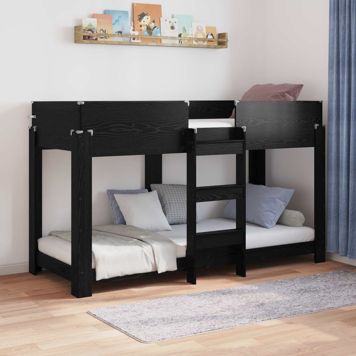 Køyeseng for Barn Svart Eik 75 x 190 cm Konstruert tre