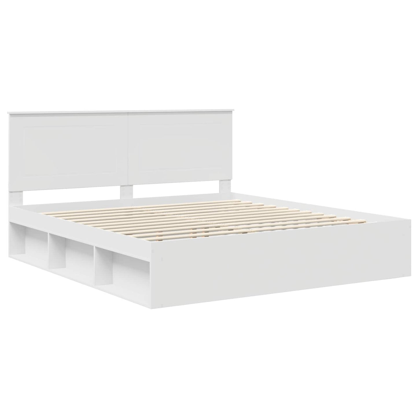 Sengestamme med hodegjerde Hvit 200 x 200 cm Massiv furu