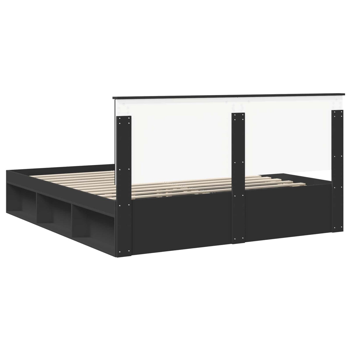 Sengestamme med hodegjerde Svart 200 x 200 cm Massiv furu