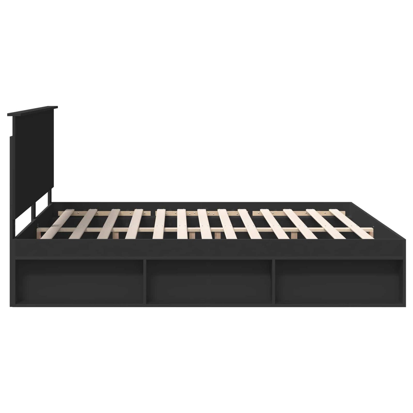 Sengestamme med hodegjerde Svart 200 x 200 cm Massiv furu