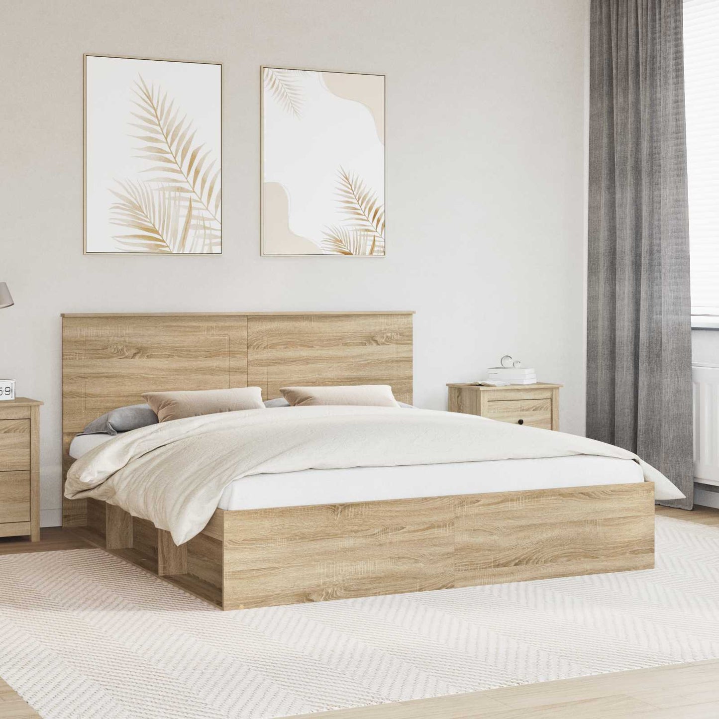 Sengestamme med hodegjerde Sonoma 200 x 200 cm Massiv furu