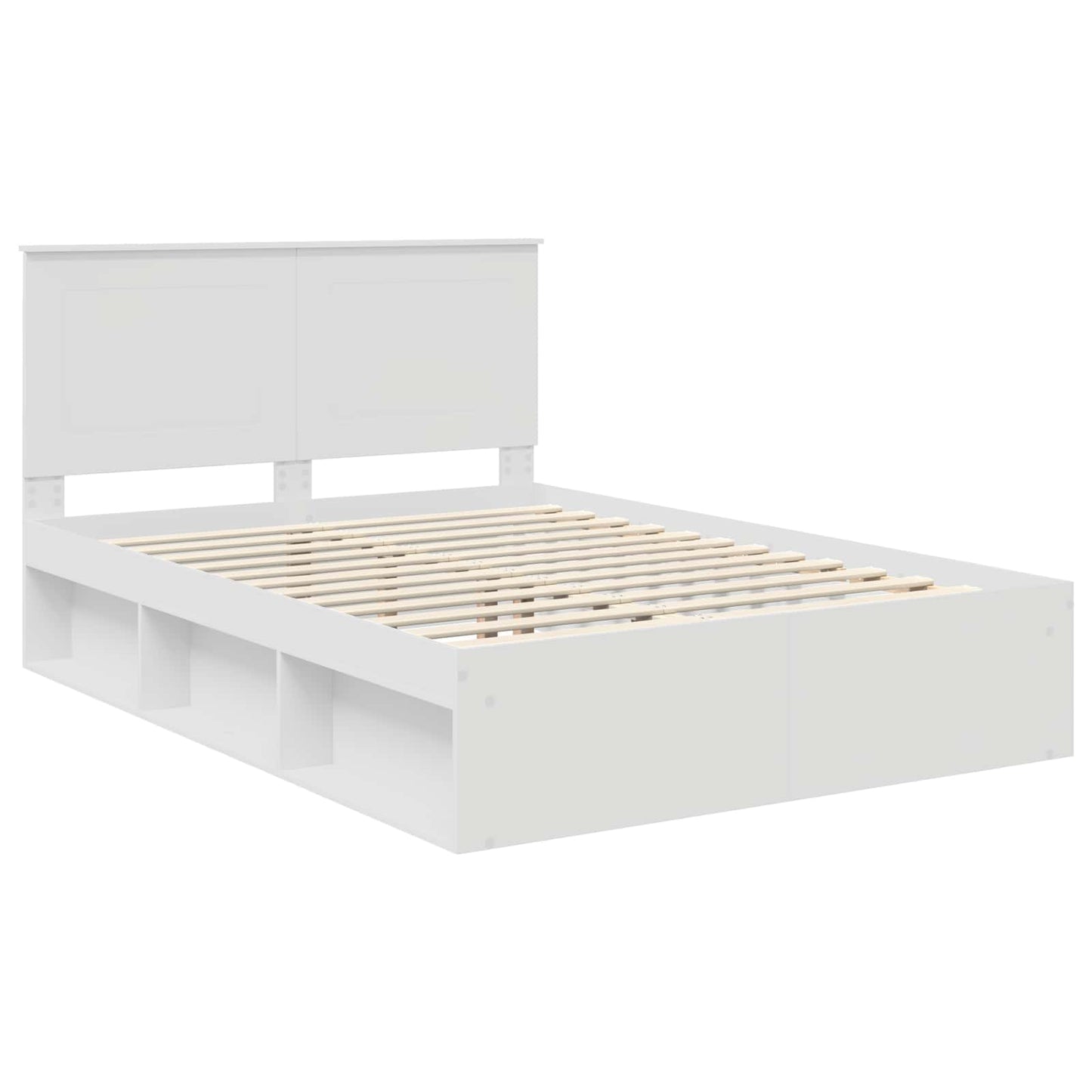 Sengestamme med hodegjerde Hvit 150 x 200 cm Massiv furu