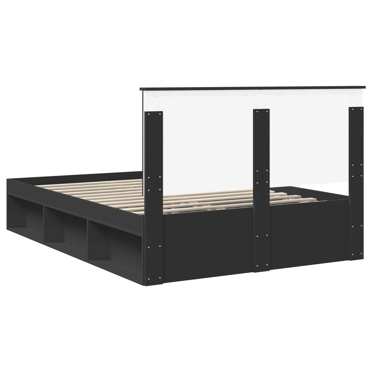 Sengestamme med hodegjerde Svart 140 x 200 cm Massiv furu