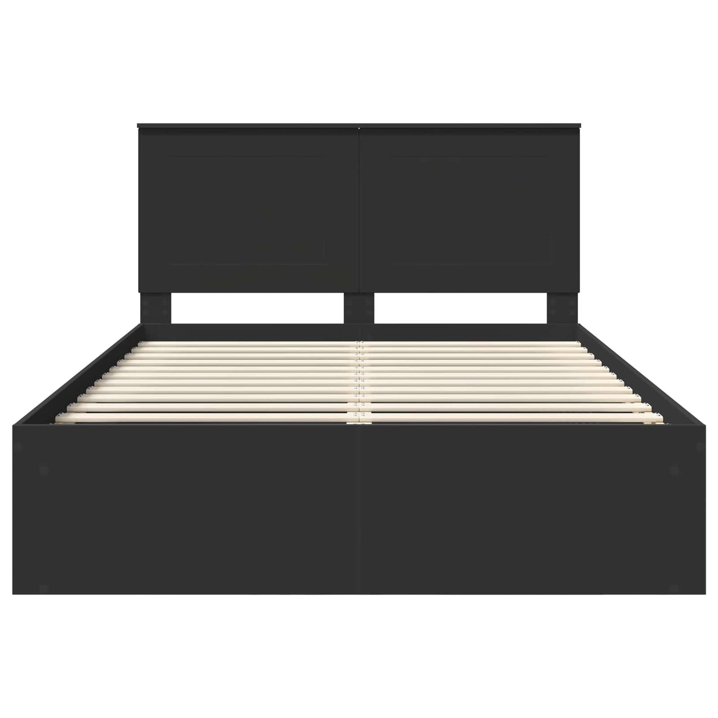 Sengestamme med hodegjerde Svart 140 x 200 cm Massiv furu