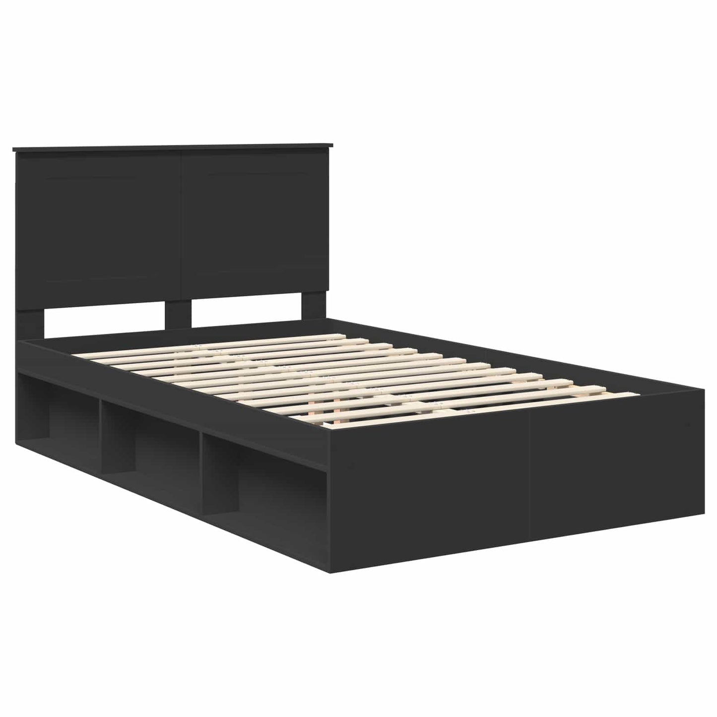 Sengestamme med hodegjerde Svart 135 x 190 cm Massiv furu