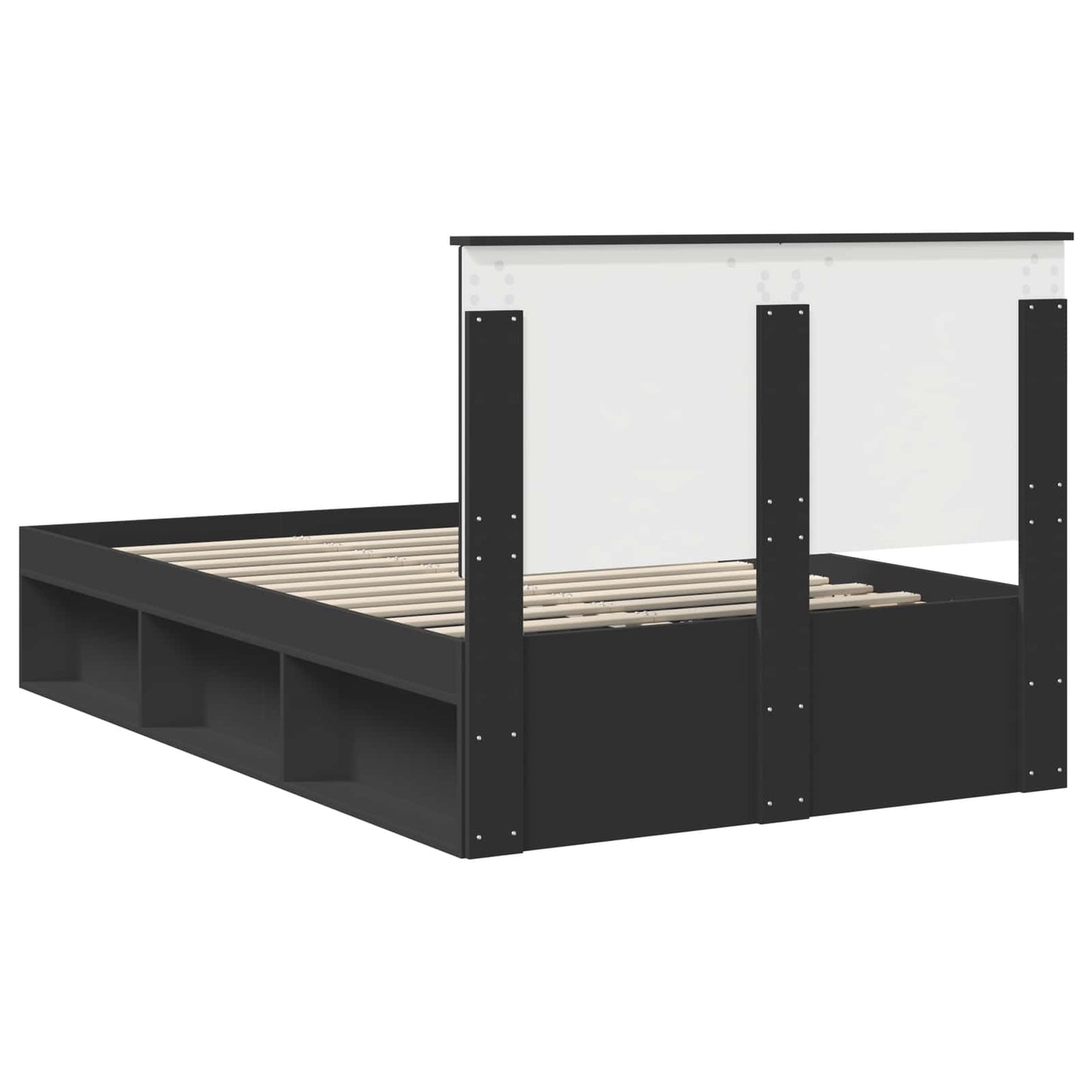 Sengestamme med hodegjerde Svart 135 x 190 cm Massiv furu