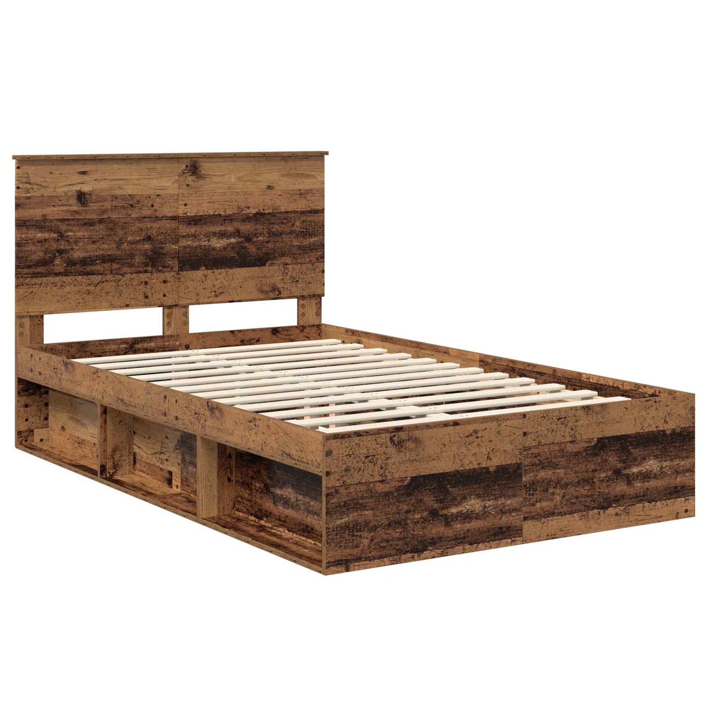 Sengestamme med hodegjerde Gammelt tre 135 x 190 cm Massiv furu