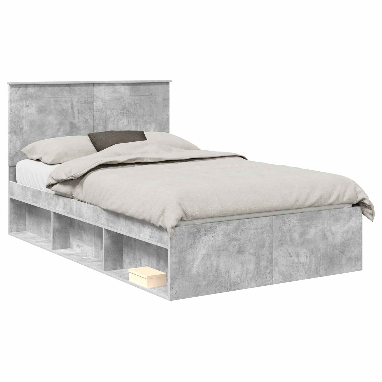 Sengestamme med hodegjerde Betong 120 x 200 cm Massiv furu