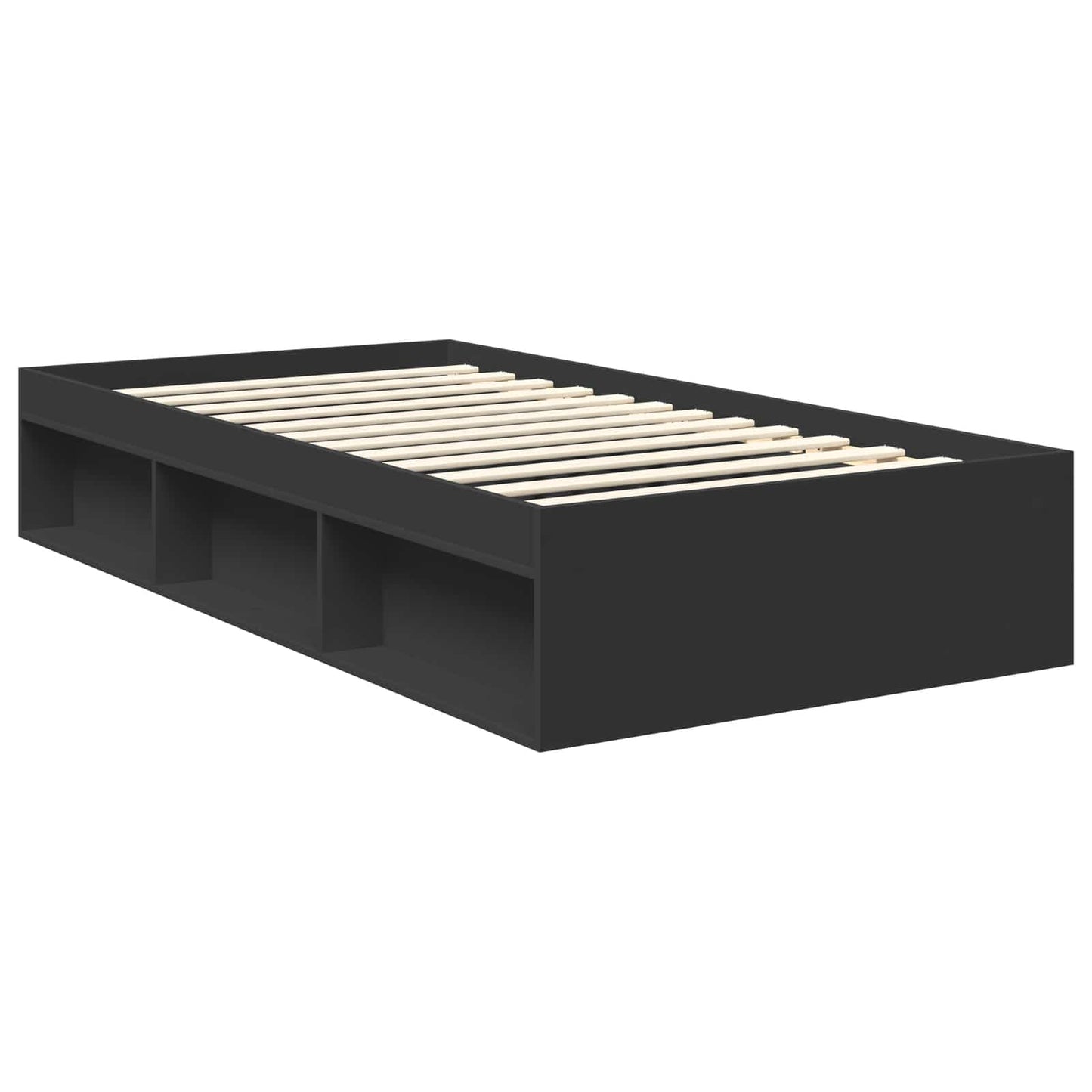 Sengestamme med hodegjerde Svart 100 x 200 cm Massiv furu