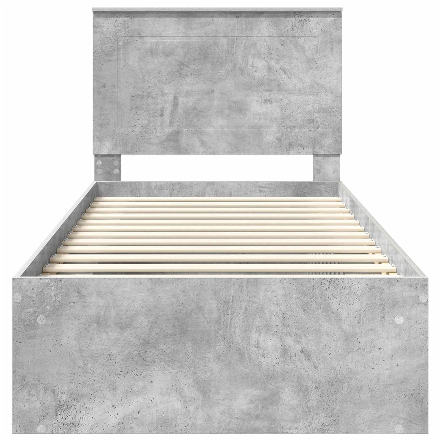 Sengestamme med hodegjerde Betong 90 x 200 cm Massiv furu