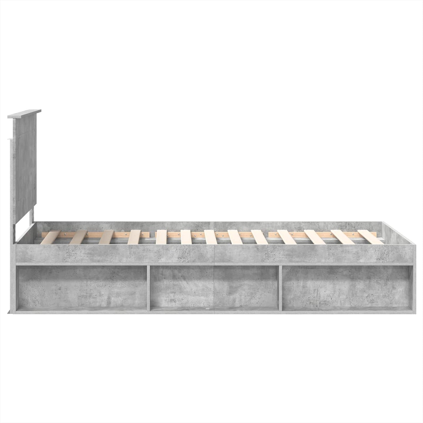 Sengestamme med hodegjerde Betong 90 x 200 cm Massiv furu