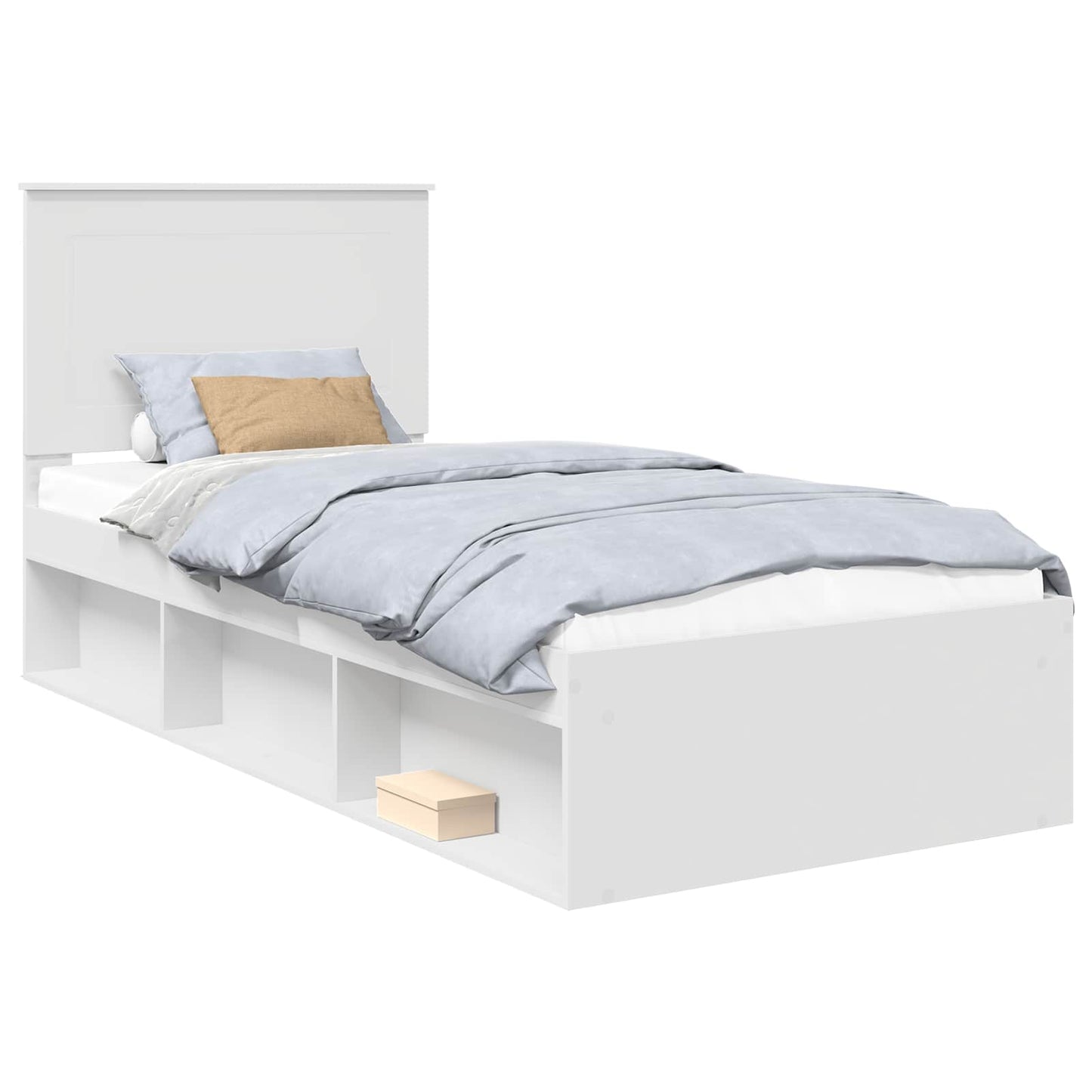 Sengestamme med hodegjerde Hvit 75 x 190 cm Massiv furu