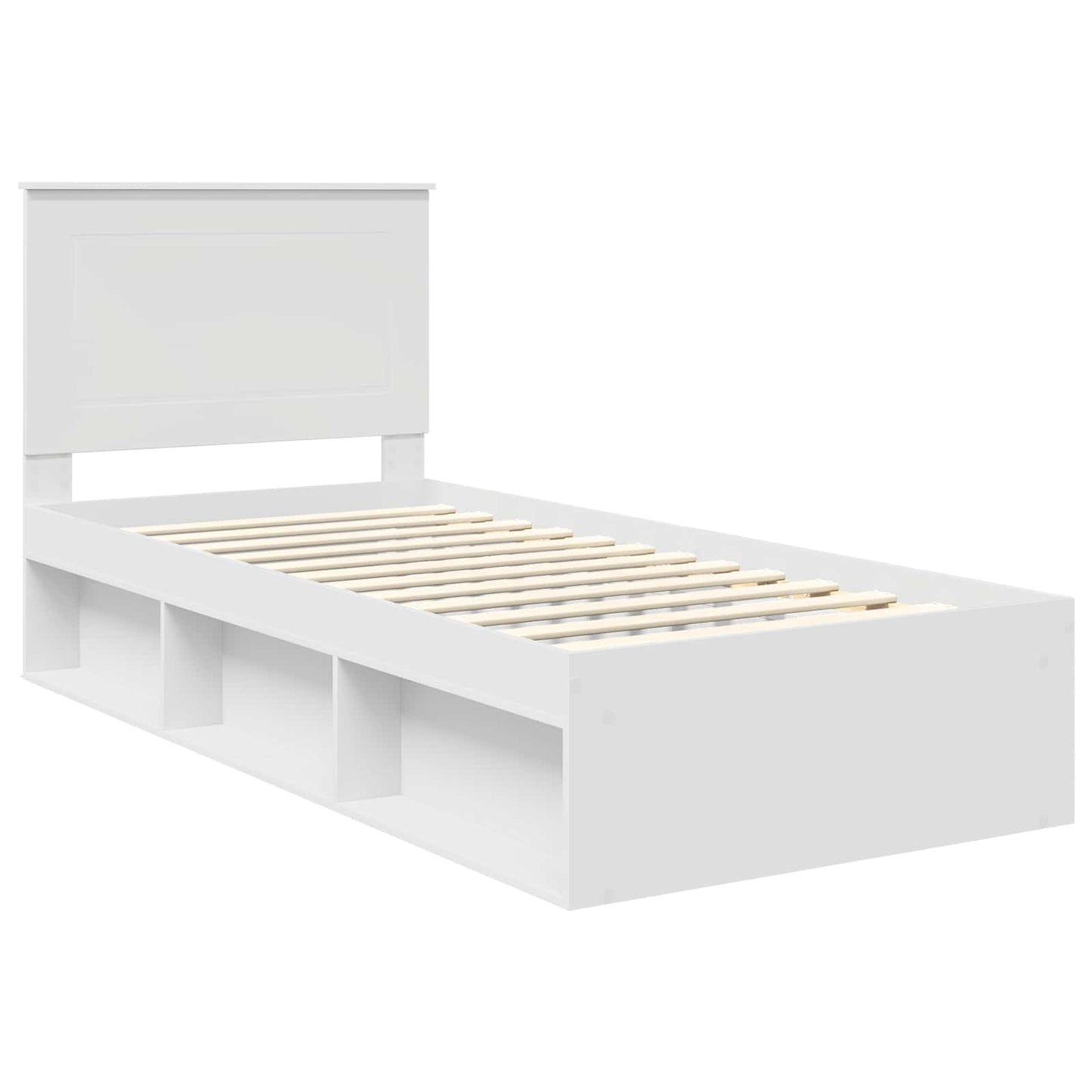 Sengestamme med hodegjerde Hvit 75 x 190 cm Massiv furu