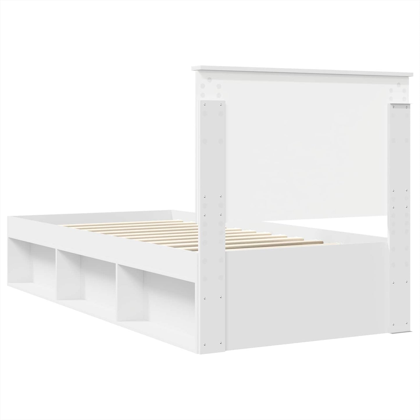 Sengestamme med hodegjerde Hvit 75 x 190 cm Massiv furu