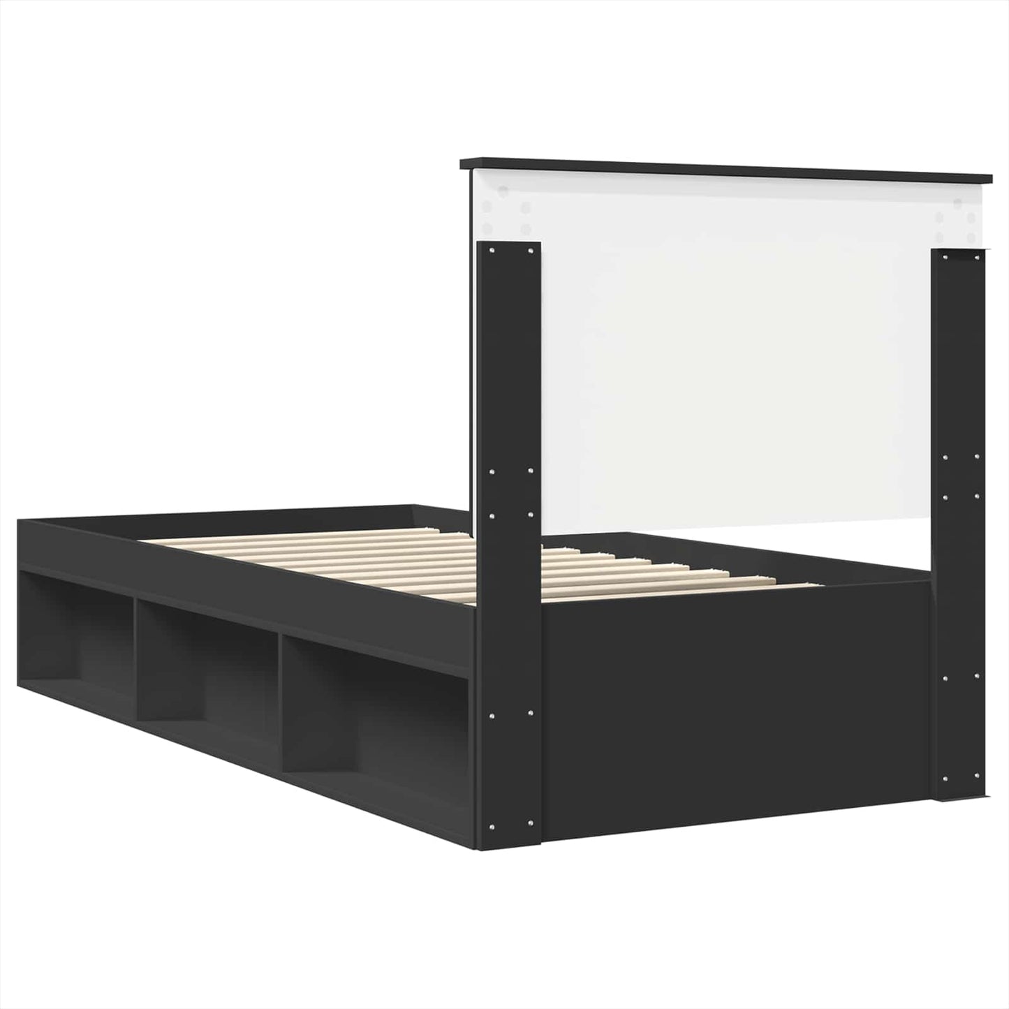 Sengestamme med hodegjerde Svart 75 x 190 cm Massiv furu