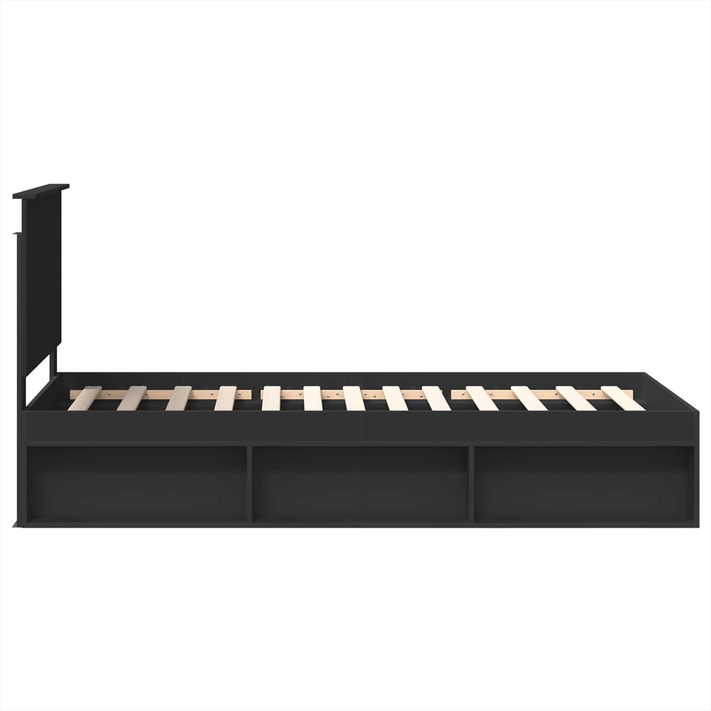 Sengestamme med hodegjerde Svart 75 x 190 cm Massiv furu