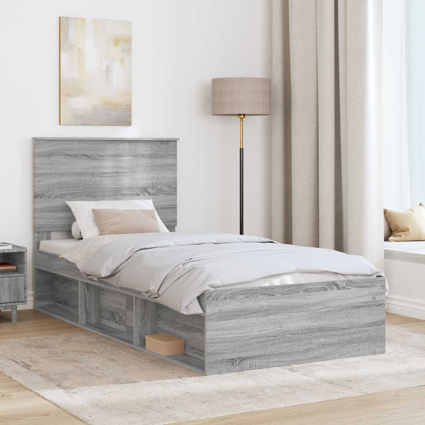 Sengestamme med hodegjerde Grå Sonoma 75 x 190 cm Massiv furu