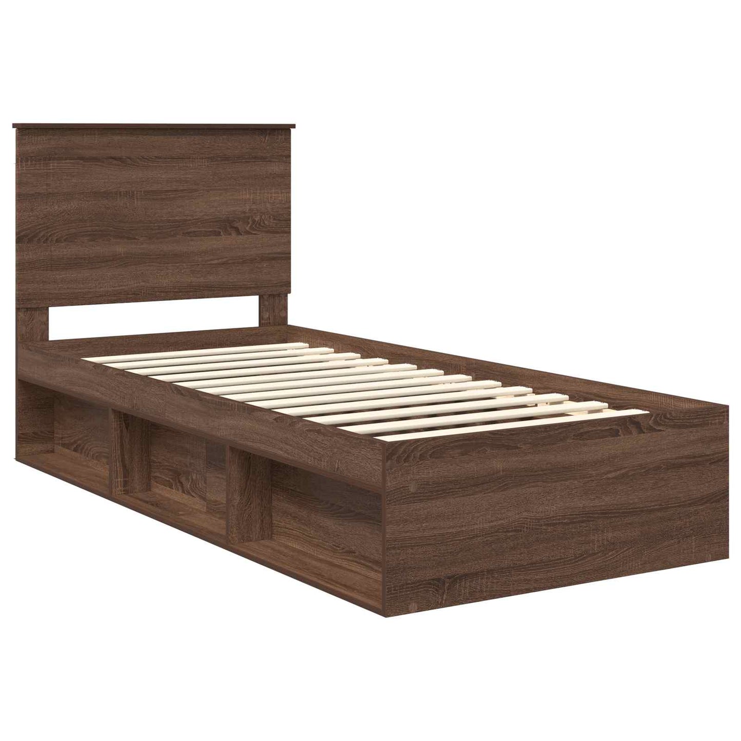Sengestamme med hodegjerde Brun Eik 75 x 190 cm Massiv furu