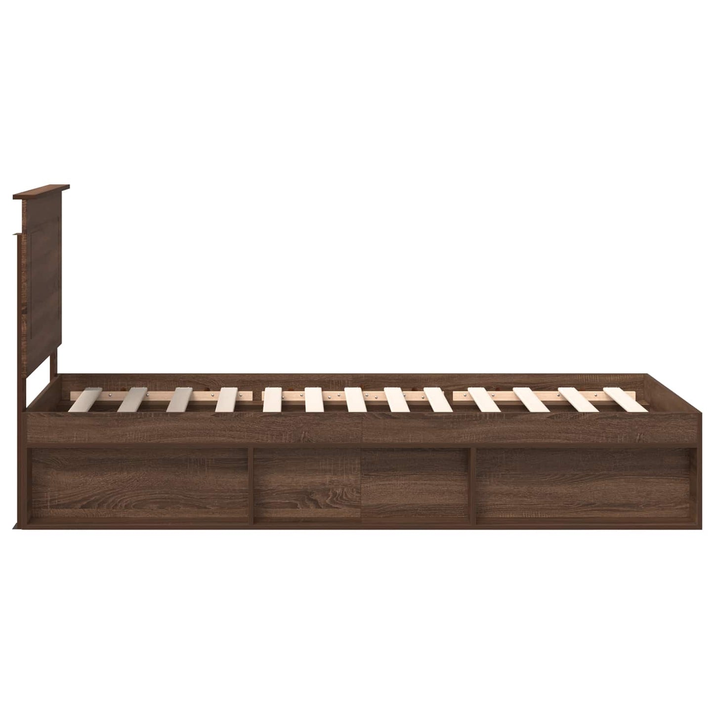 Sengestamme med hodegjerde Brun Eik 75 x 190 cm Massiv furu