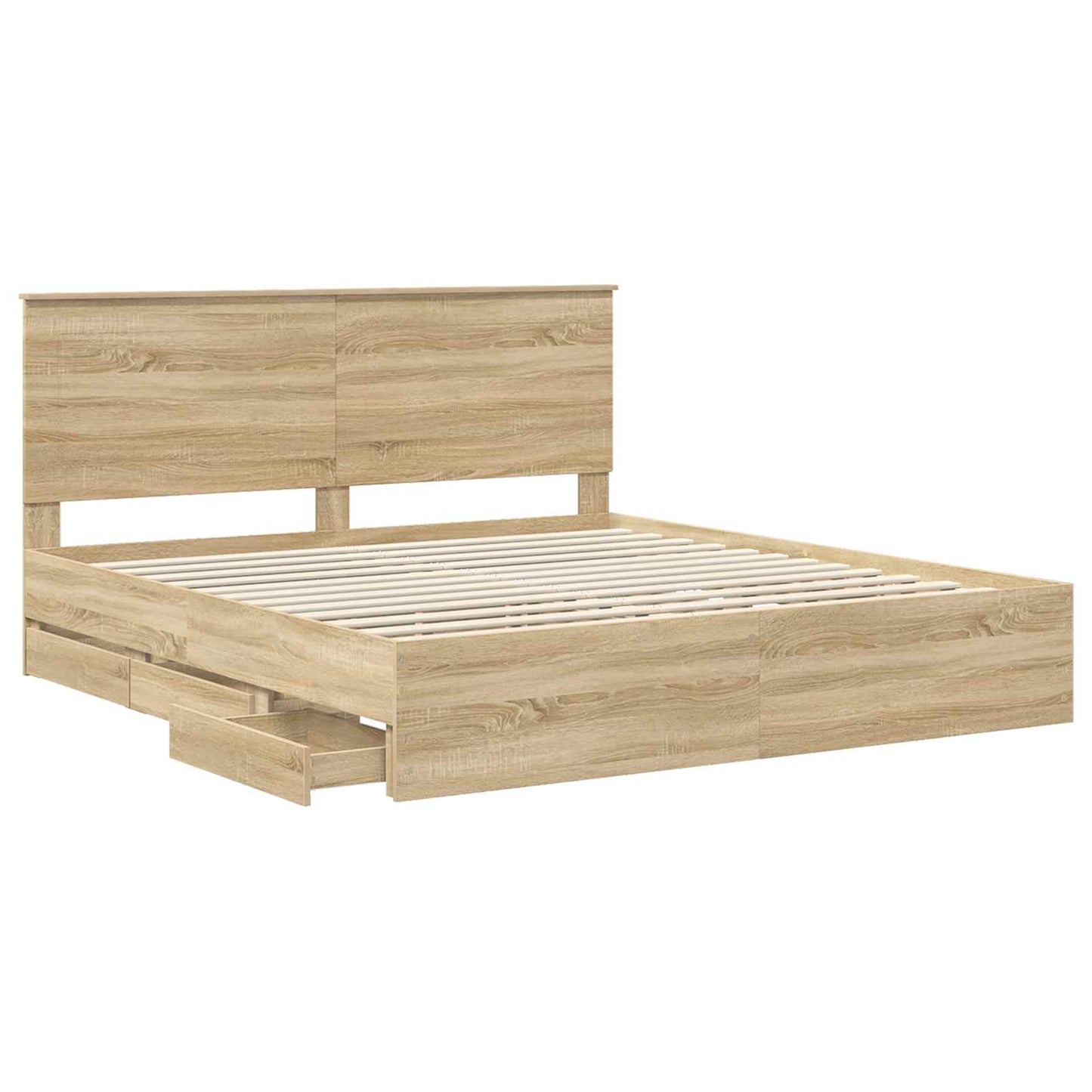 Sengestamme med skuff Sonoma eik 200 x 200 cm Ingeniørtre