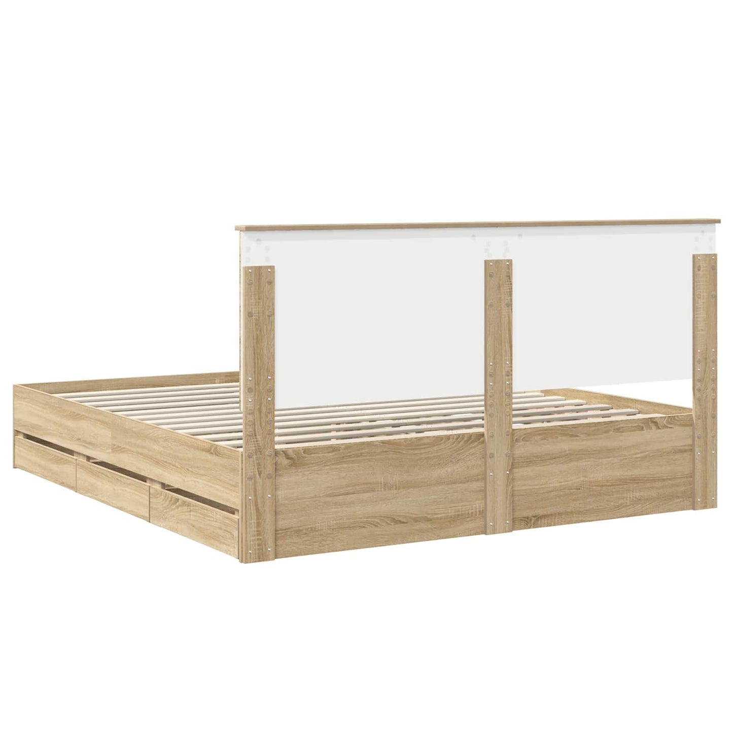Sengestamme med skuff Sonoma eik 200 x 200 cm Ingeniørtre
