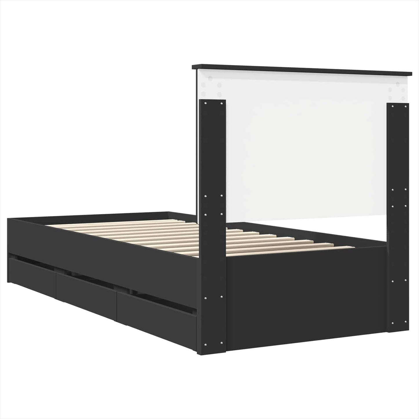 Sengestamme med skuff Svart 100 x 200 cm Ingeniørtre