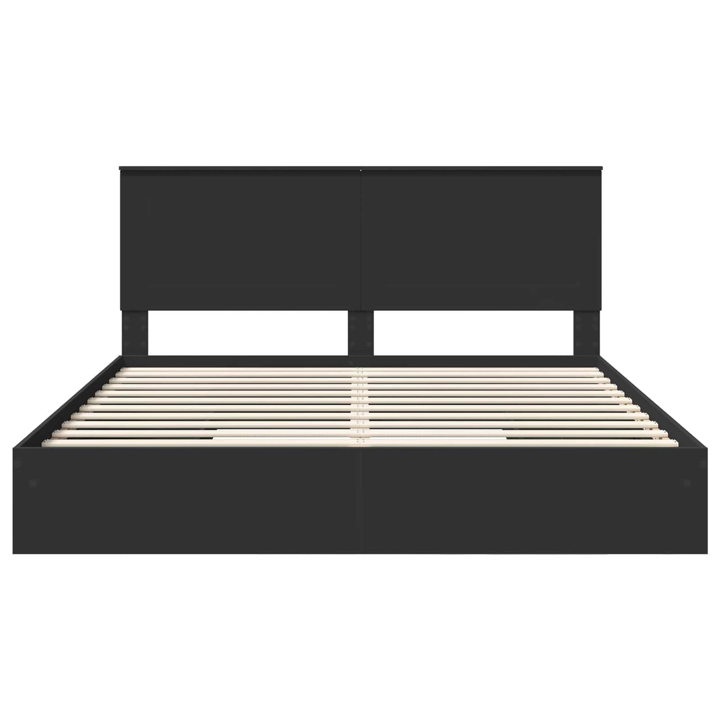 Seng med Oppbevaring Svart 200 x 200 cm Konstruert tre