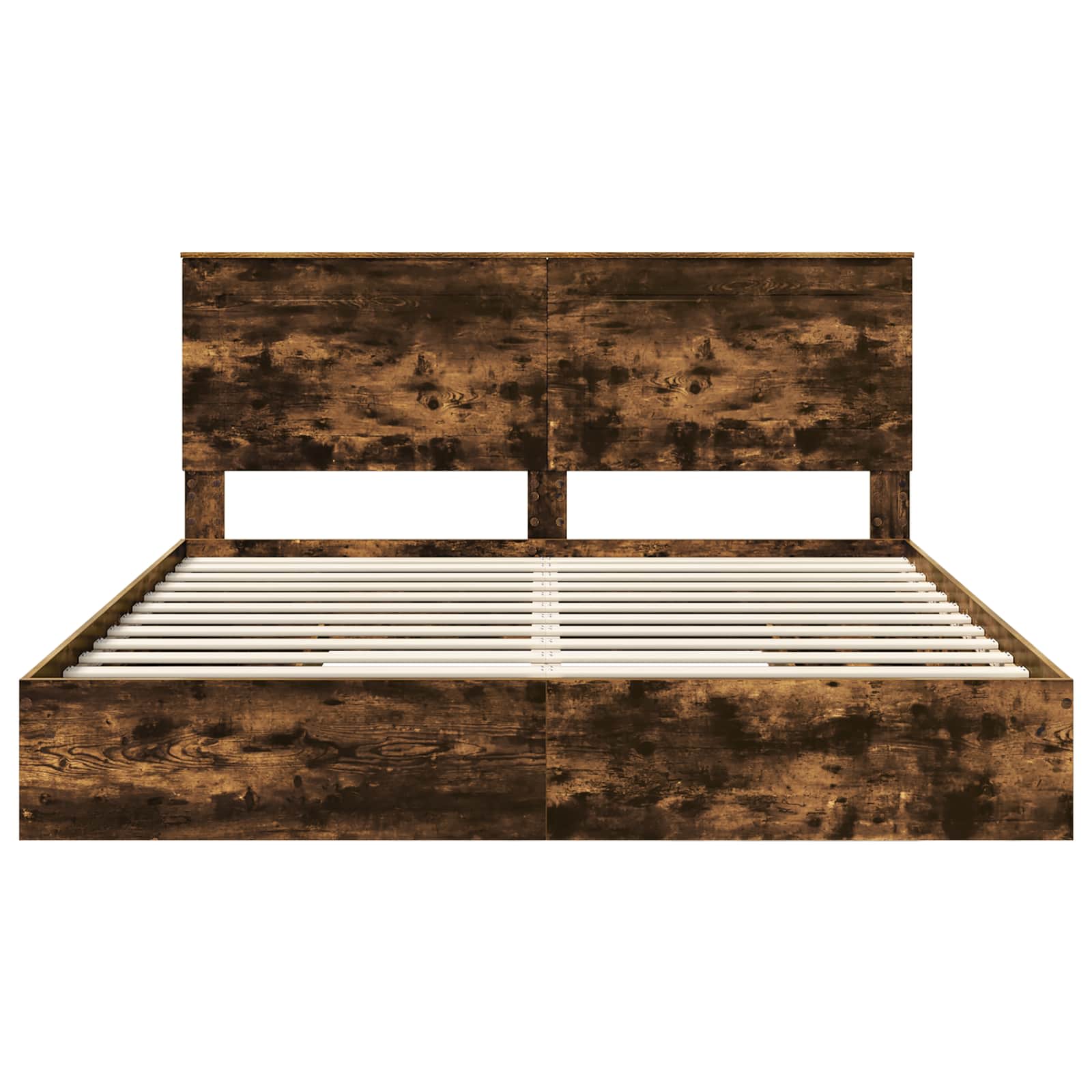 Seng med Oppbevaring Røkt eik 200 x 200 cm Konstruert tre