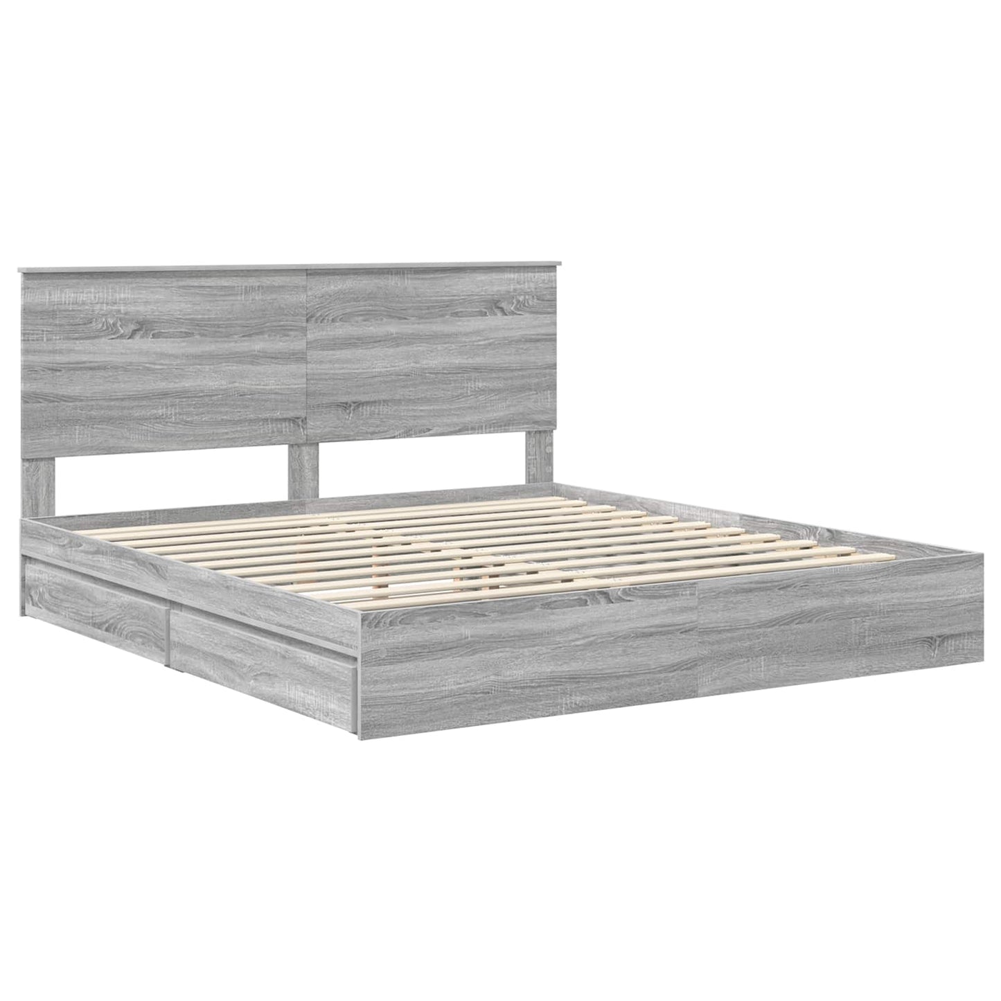 Seng med Oppbevaring Grå Sonoma 200 x 200 cm Konstruert tre